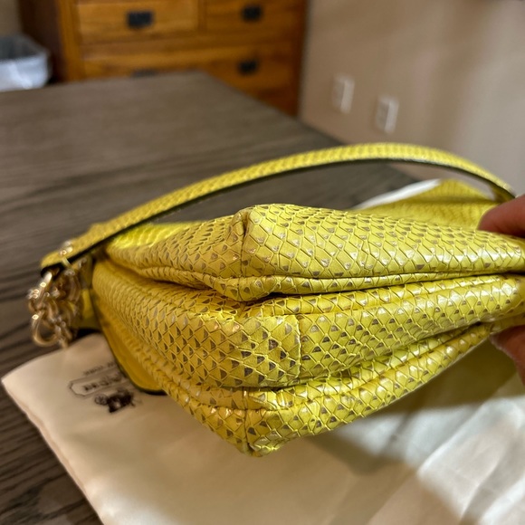 Coach Madison Pinnacle Lily Yellow Python Embossed Leather Hobo Shoulder Bag - Picture 7 of 16